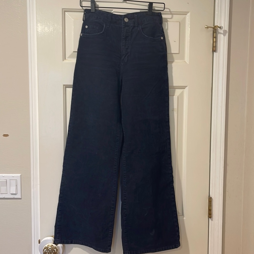 Anthropologie | Pilcro navy wide-leg corduroy pants, size 26, perfect condition!